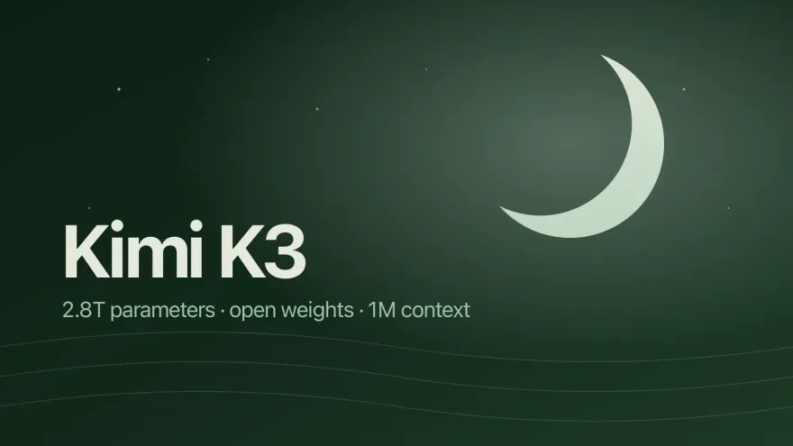 Abstrakte Illustration einer Mondsichel über einem grünen Farbverlauf mit dem Schriftzug Kimi K3.